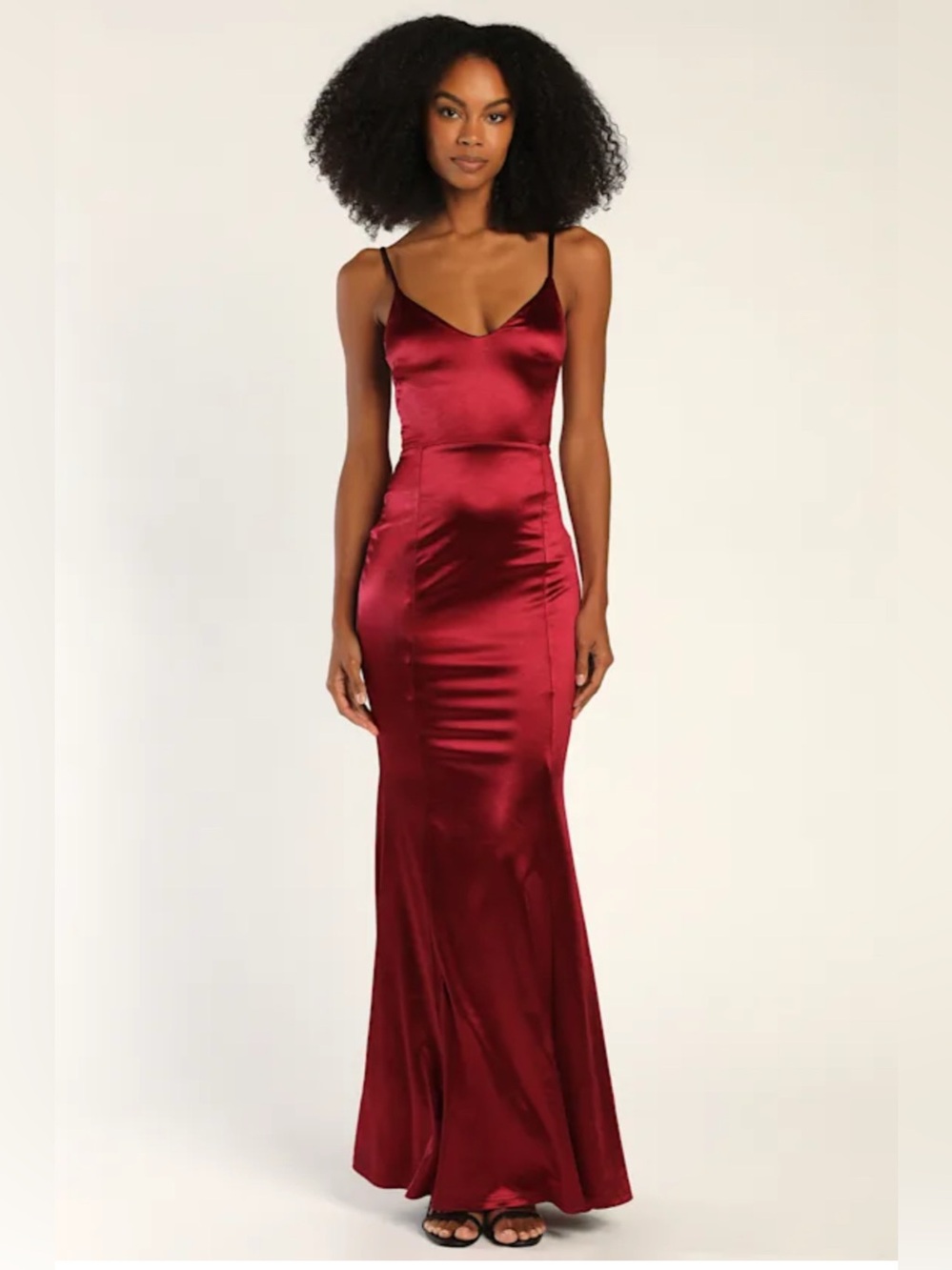 Lulus Satin Open Back Lace-Up Formal Mermaid Maxi Dress NWT